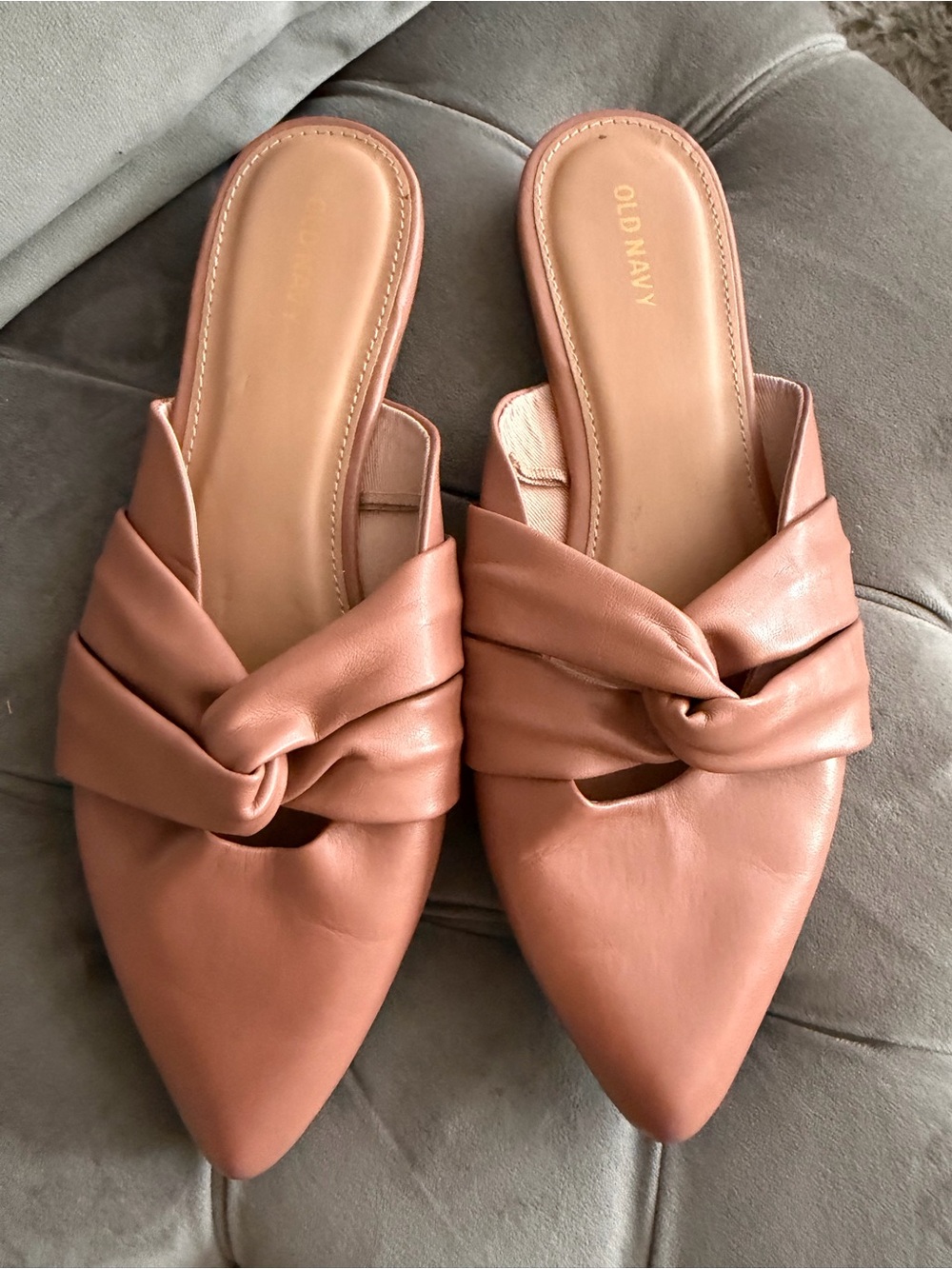 Old Navy Twisted Knot Cocoa Mocha Pointed-Toe Slide Mules